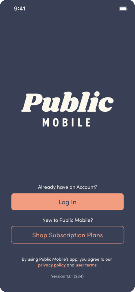 Public Mobile screen