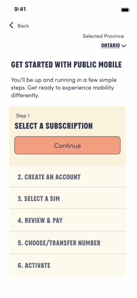 Public Mobile screen