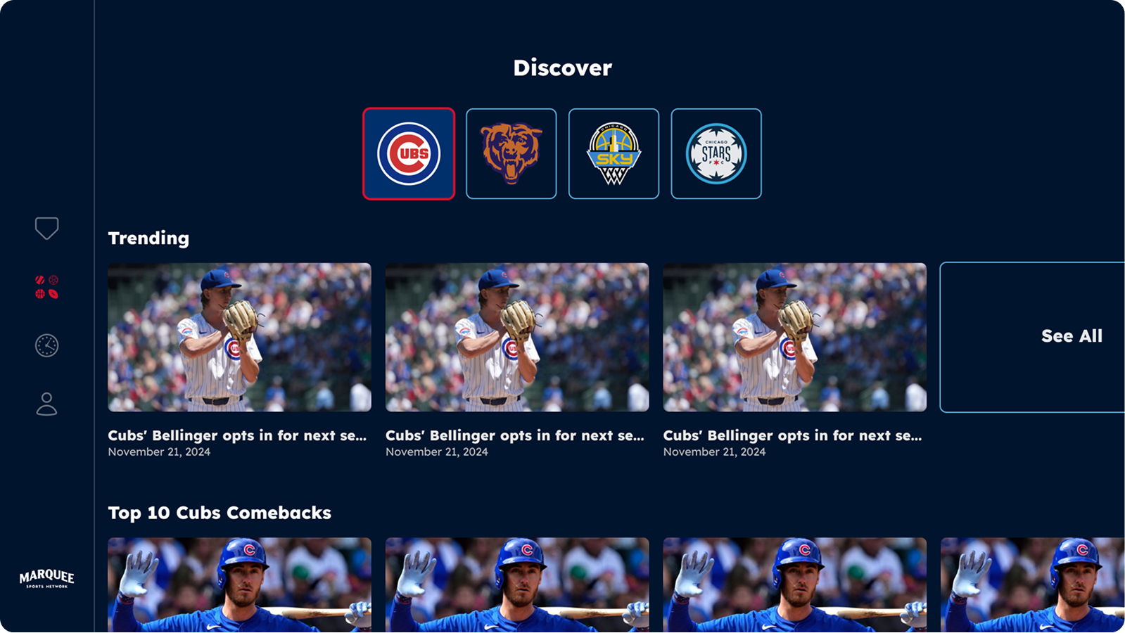 Marquee Sports Network screen
