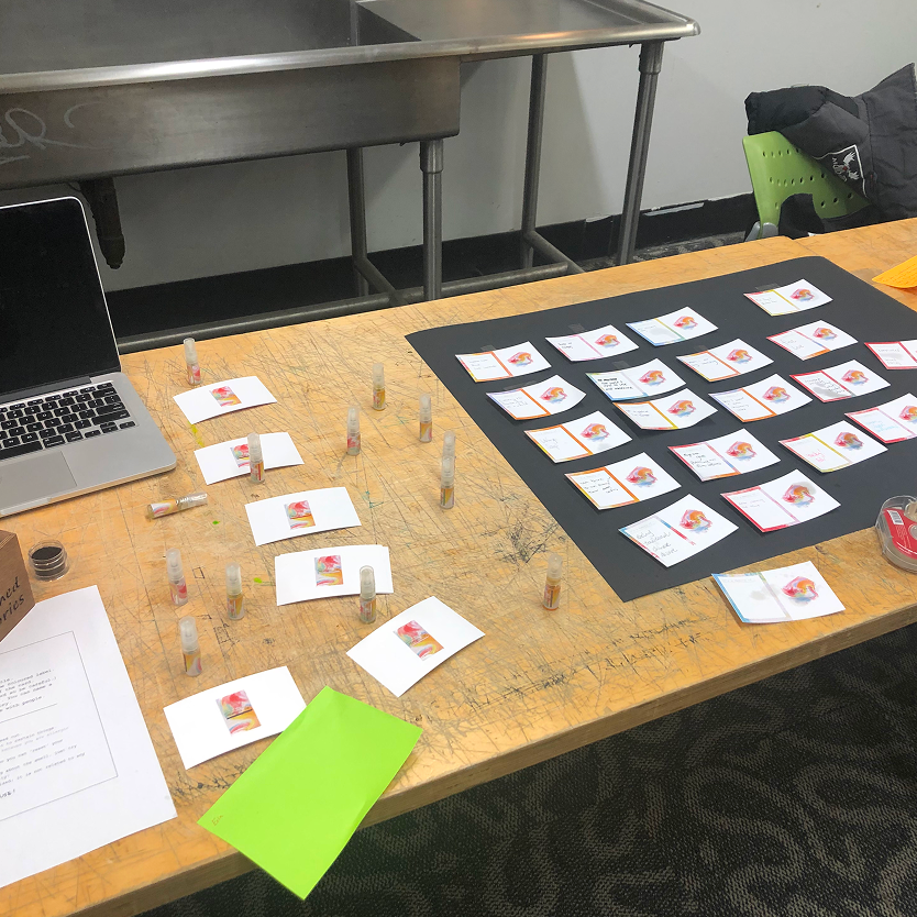 Thesis project — classmates writing memories tied to a curated scent